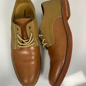 Winthrop Men Brown Tan Leather Laced Shoe Size 10.5